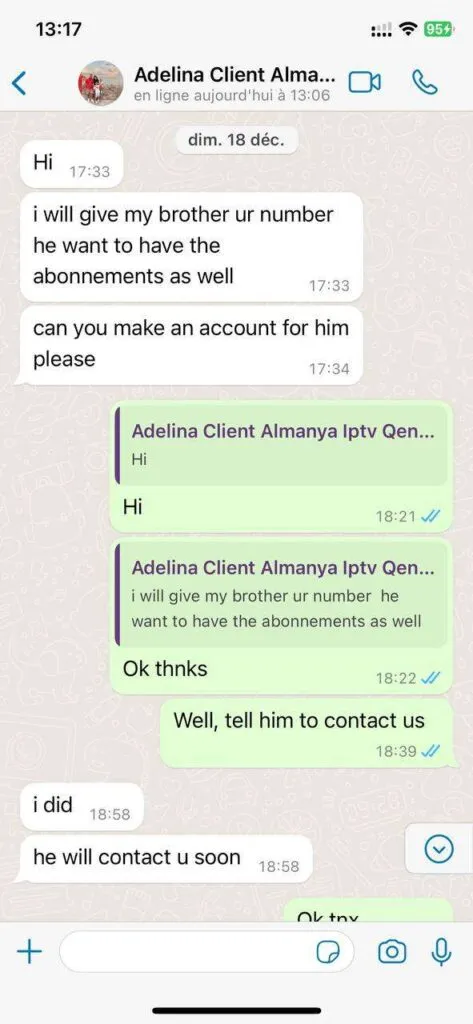 XCodesIPTV WhatsApp Testimonial Screenshot 5